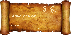 Blana Zombor névjegykártya